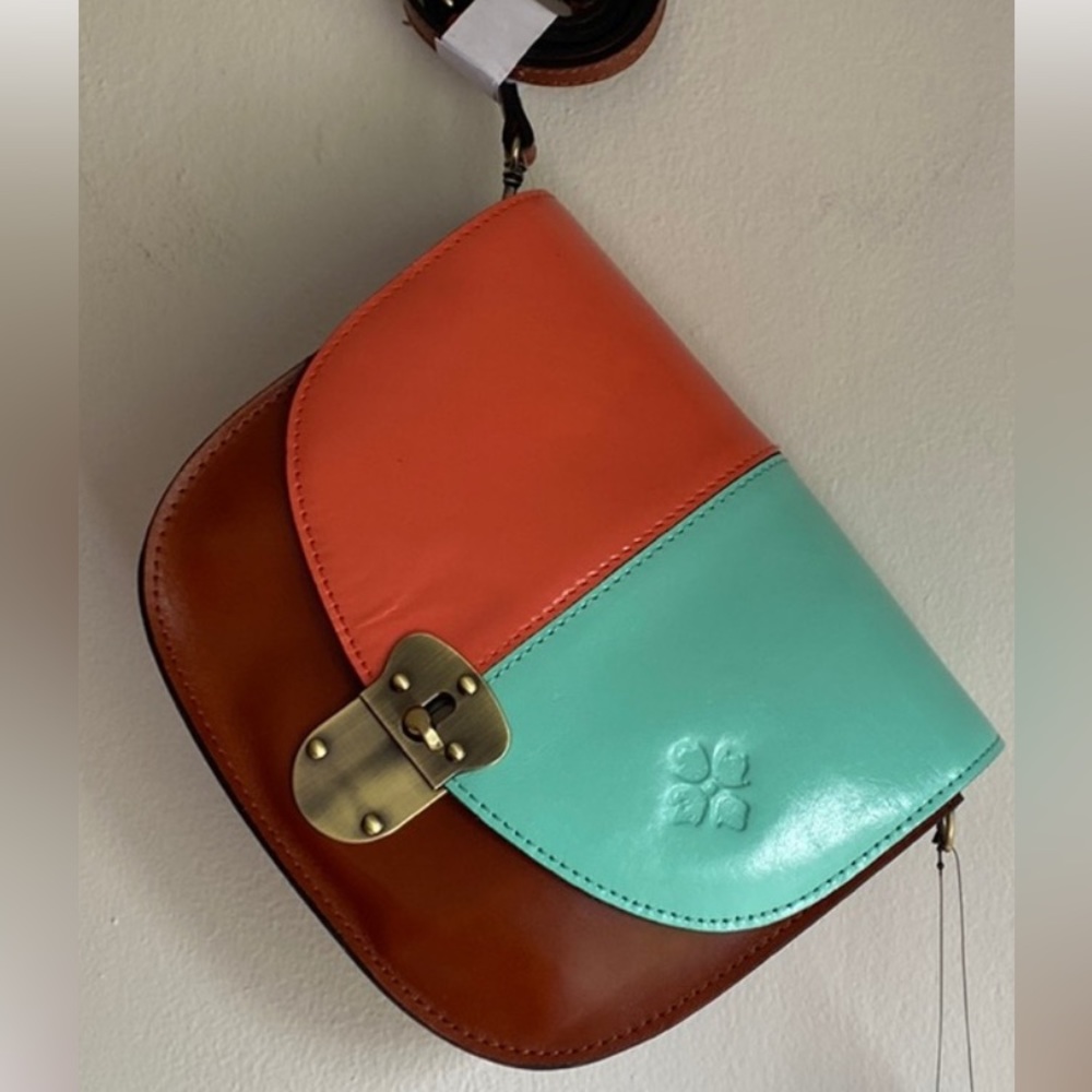NWT Patricia Nash Genuine Leather Bag. Vegetable Tan Color Block Collection